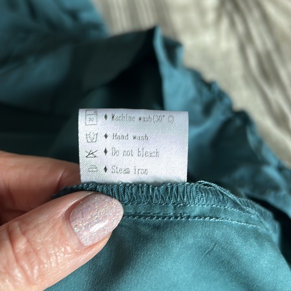 Halter Neck Tired Dress Smocked Waist Teal Green Large - Picture 8 of 11